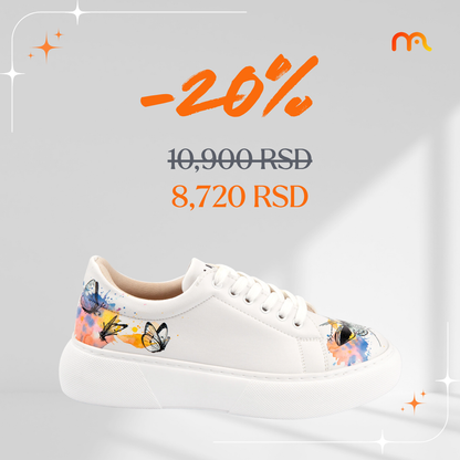 Leptiri u akvarelu - ženske patike sa platformom (-20%)