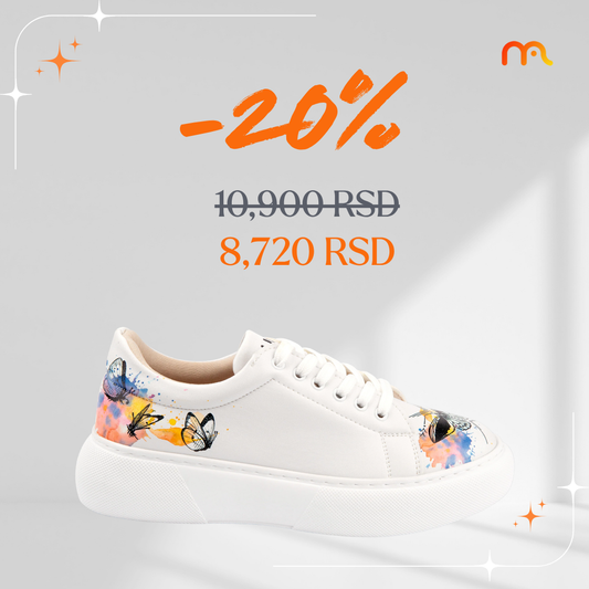 Leptiri u akvarelu - ženske patike sa platformom (-20%)
