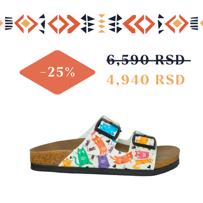 Šarene mačke - ženske papuče (-25%)