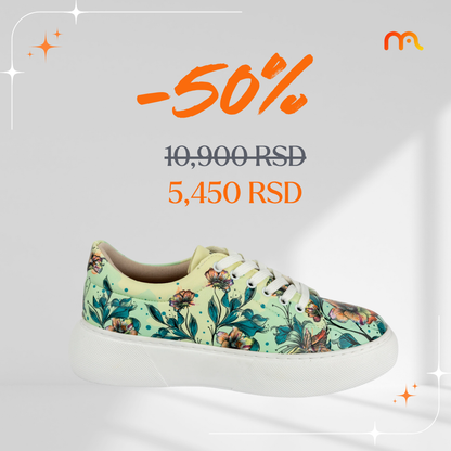 Cveće u zelenom - ženske patike sa platformom (-50%)