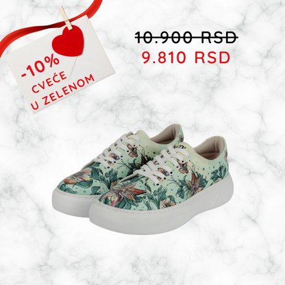 Cveće u zelenom - ženske patike sa platformom (-10%)