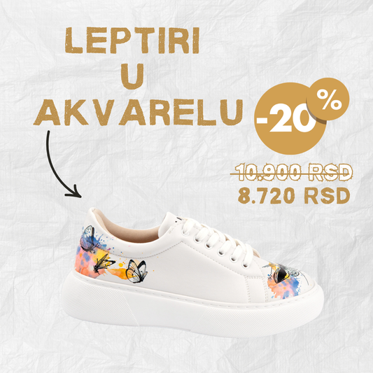Leptiri u akvarelu - ženske patike sa platformom (-20%)