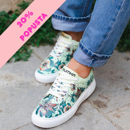 Cveće u zelenom - ženske patike sa platformom (-20%)