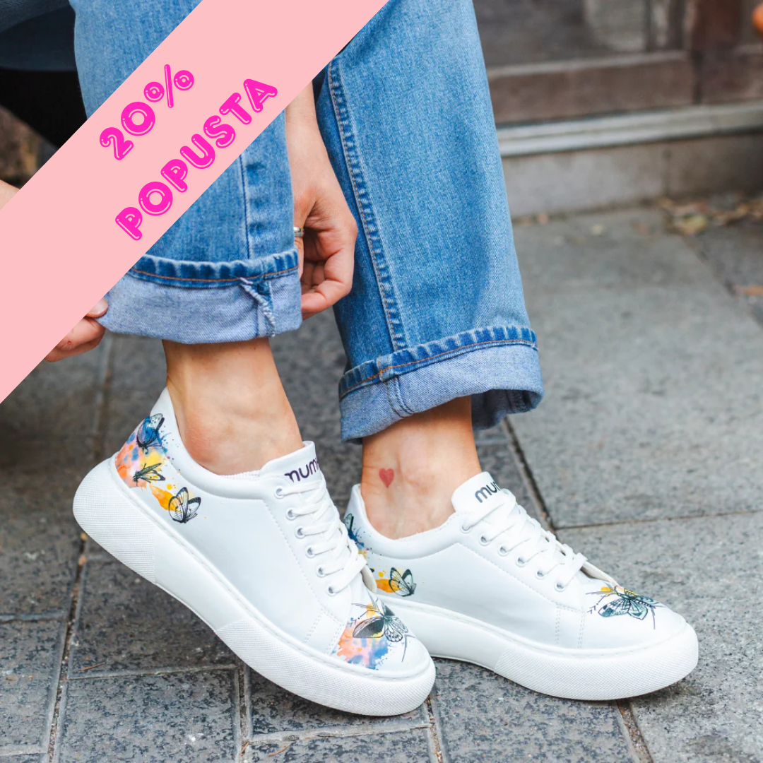 Leptiri u akvarelu - ženske patike sa platformom (-20%)
