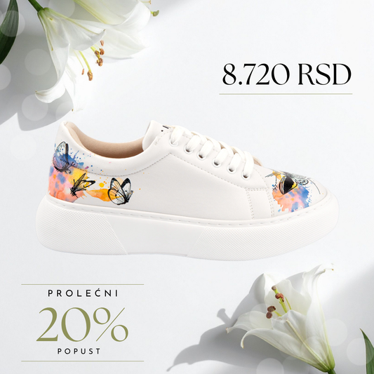 Leptiri u akvarelu - ženske patike sa platformom (-20%)