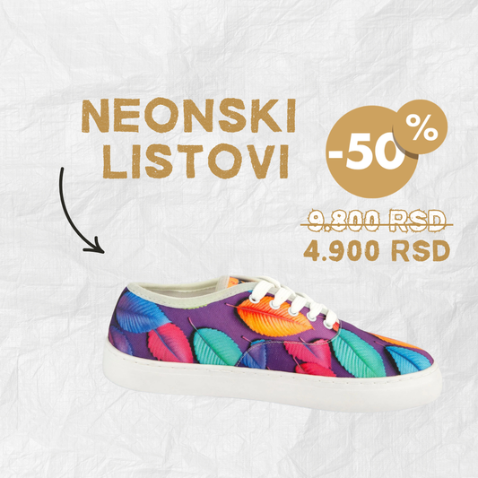 Neonski listovi - platnene ženske patike (-50%)