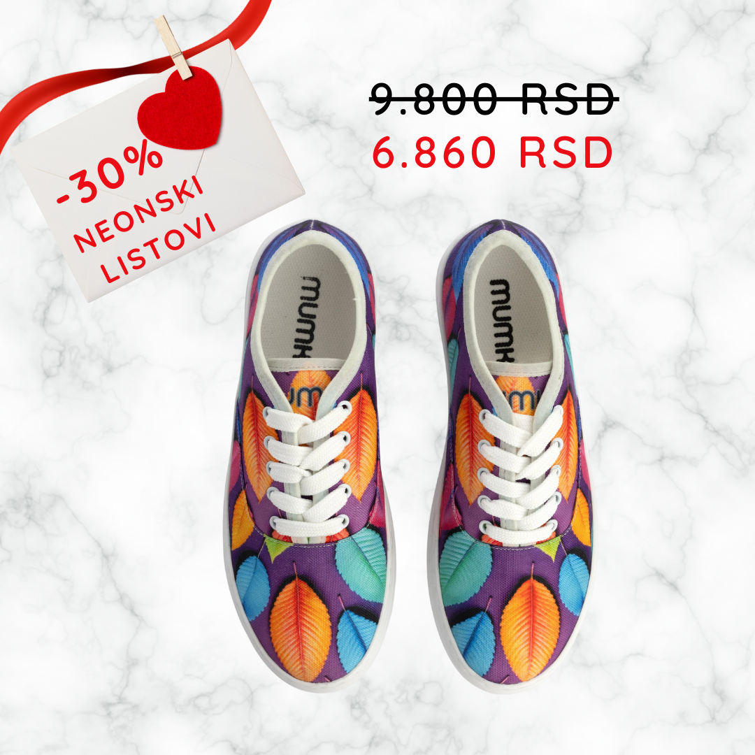 Neonski listovi - platnene ženske patike (-30%)