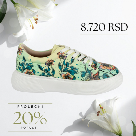 Cveće u zelenom - ženske patike sa platformom (-20%)