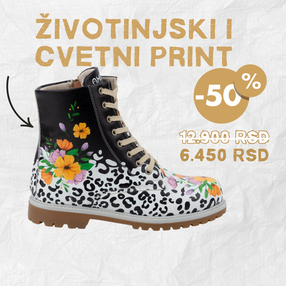 Životinjski i cvetni print - ženske čizme  (-50%)