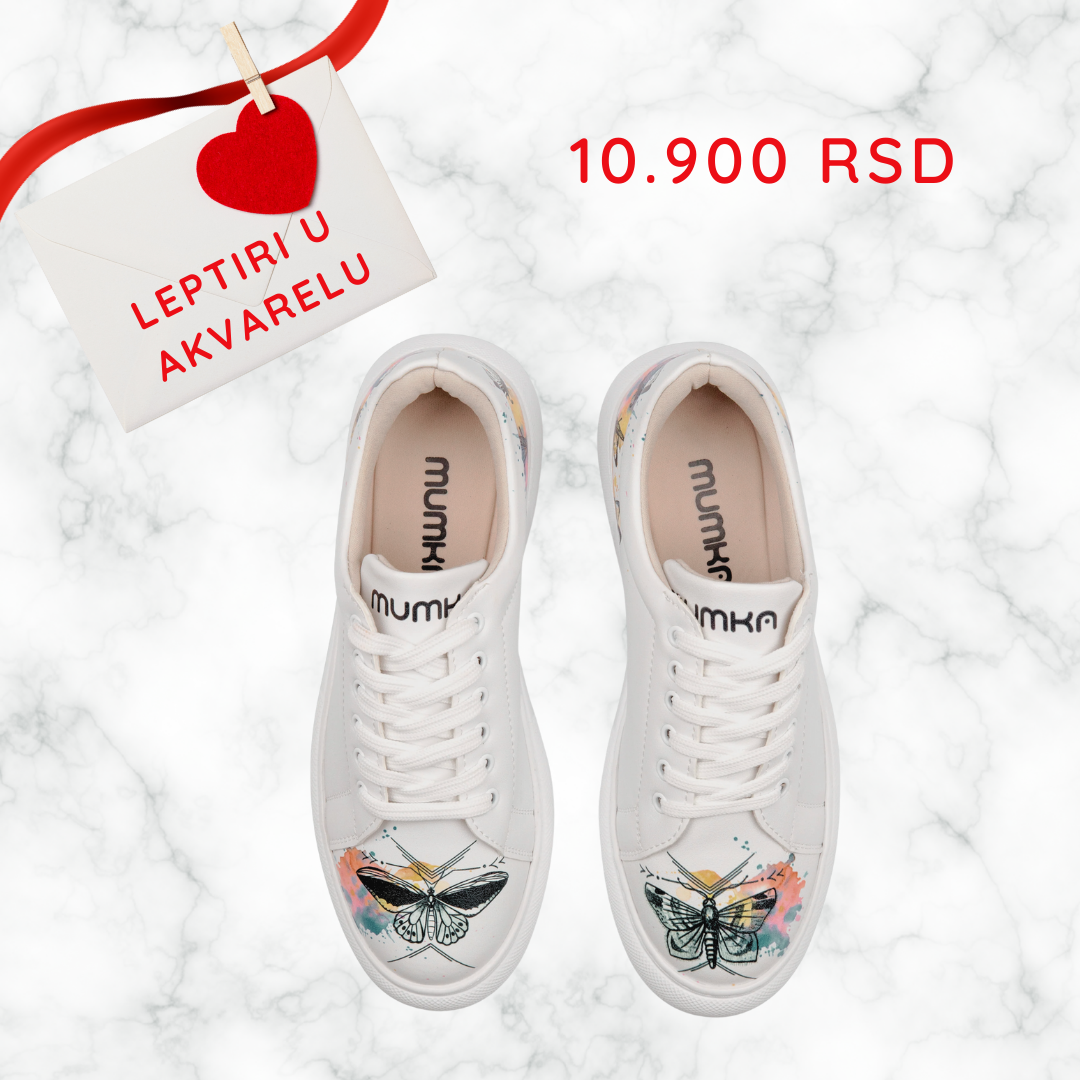 Leptiri u akvarelu - ženske patike sa platformom