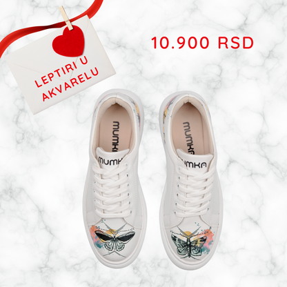 Leptiri u akvarelu - ženske patike sa platformom