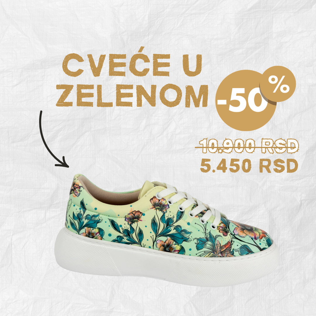 Cveće u zelenom - ženske patike sa platformom (-50%)