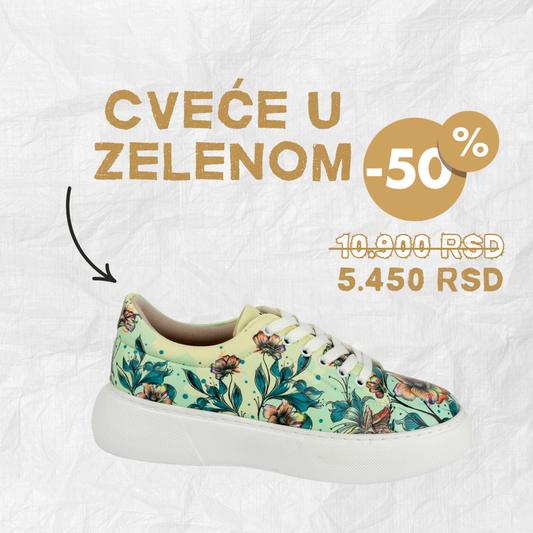 Cveće u zelenom - ženske patike sa platformom (-50%)