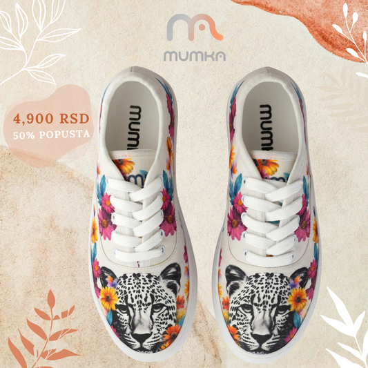 Leopard cvetovi - platnene ženske patike (-50%)