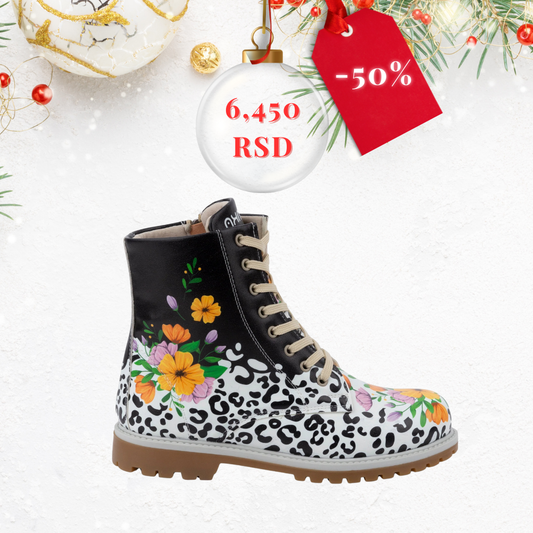 Životinjski i cvetni print - ženske čizme  (-50%)