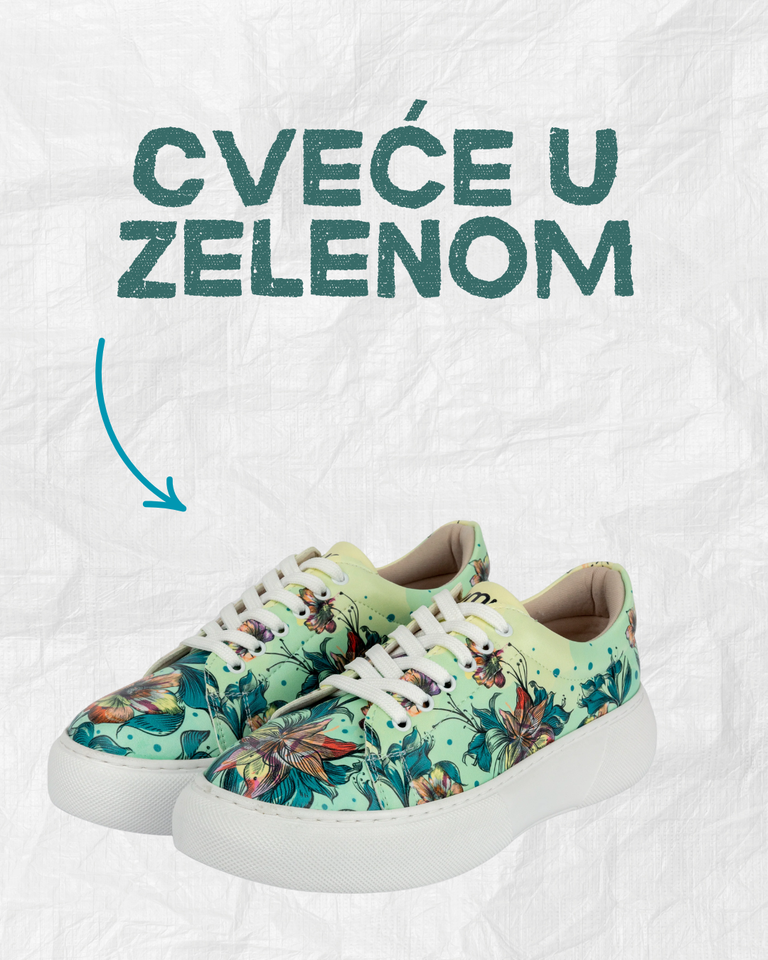 Cveće u zelenom - ženske patike sa platformom (-50%)