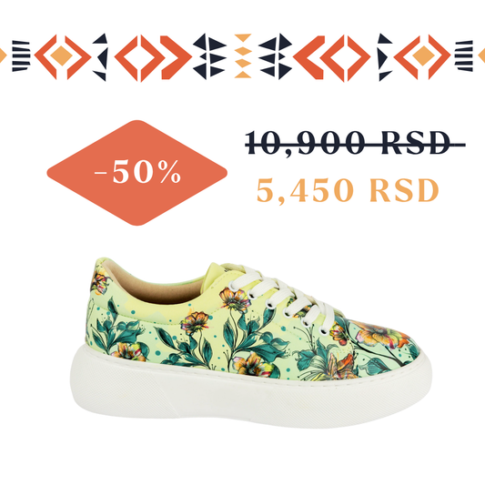 Cveće u zelenom - ženske patike sa platformom (-50%)