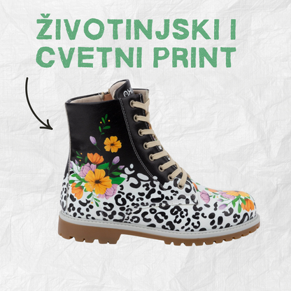 Životinjski i cvetni print - ženske čizme