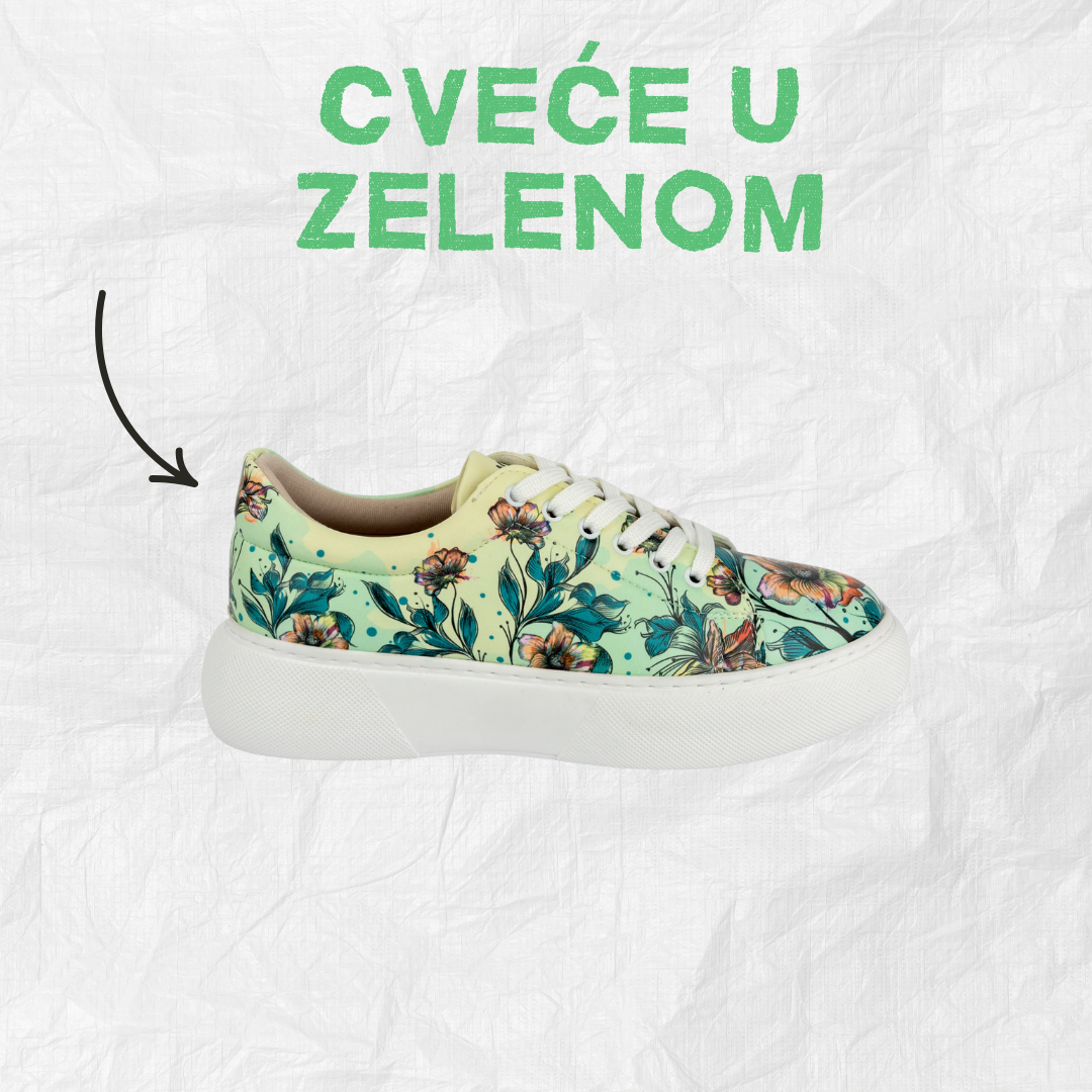 Cveće u zelenom - ženske patike sa platformom (-20%)
