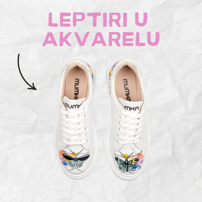 Leptiri u akvarelu - ženske patike sa platformom (-20%)